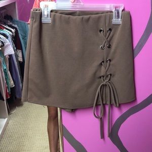 dark brown skirt with lace up front